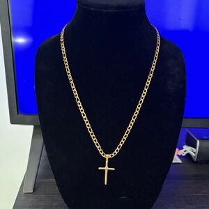 Gold Chain Necklace with Cross Pendant